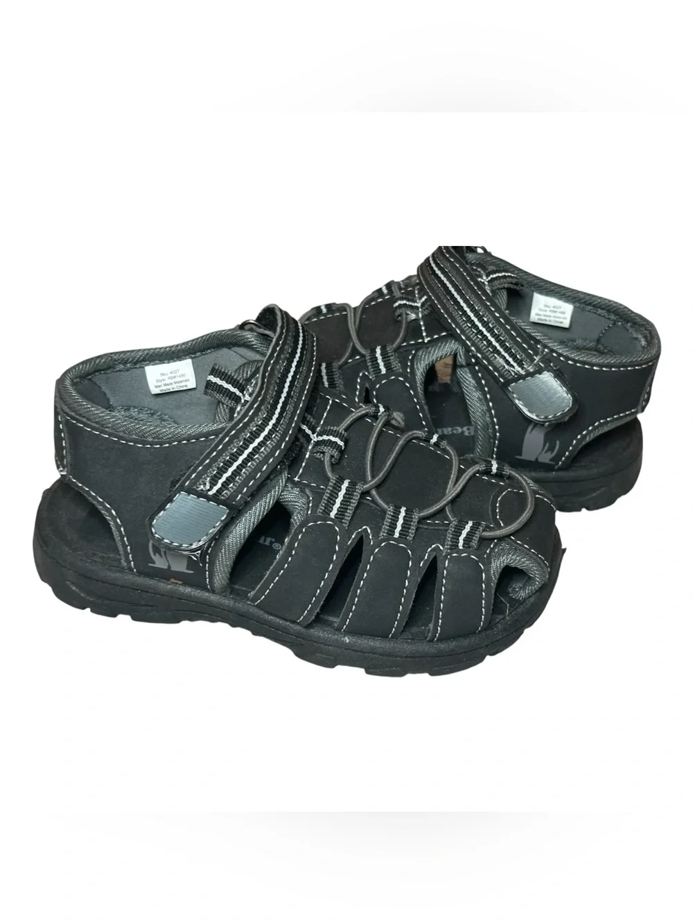 RuggedBear Kids closed toe athletic Sandals.Blk/Gy size 9.